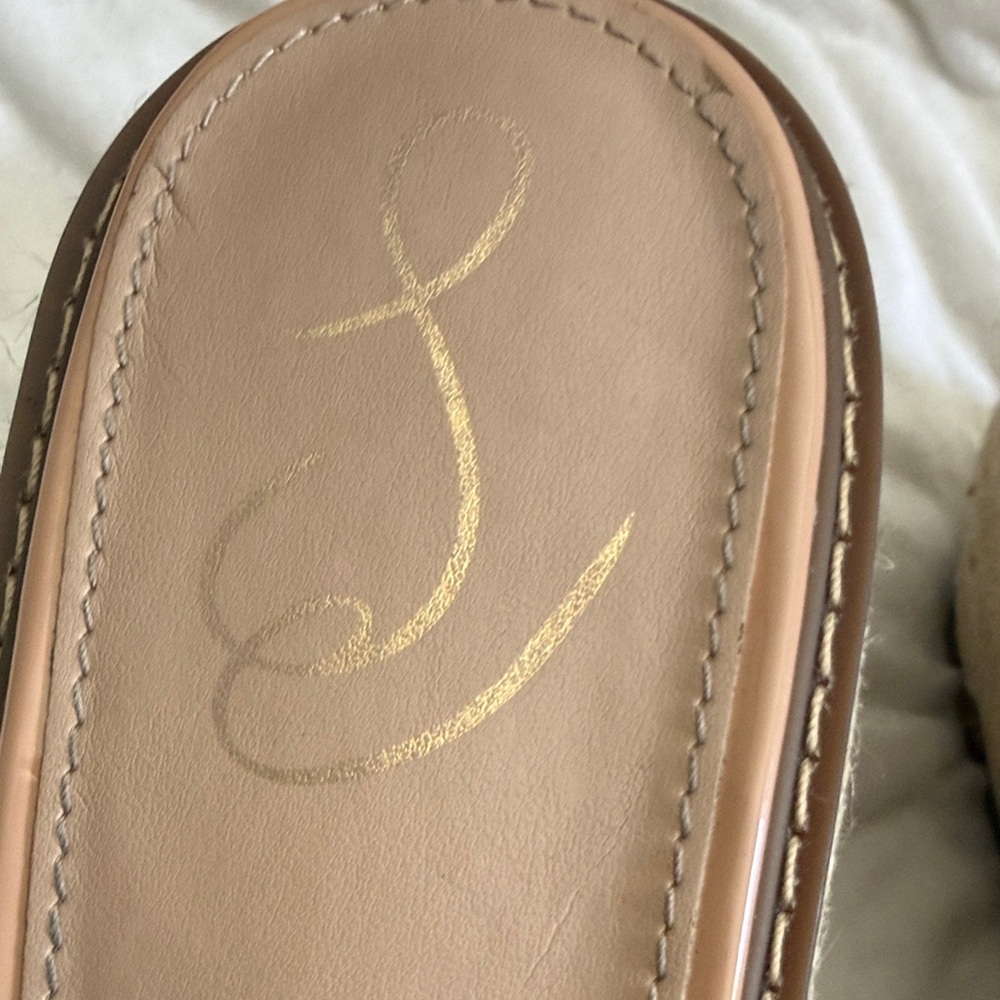Sam Edelman Nude Patent Leather Espadrille Slide Sandals - Picture 2 of 7